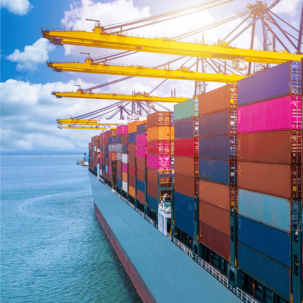 Container ship loaded with reefer containers